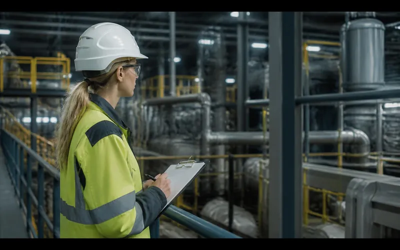 Inspeção de segurança do trabalho em ambiente industrial